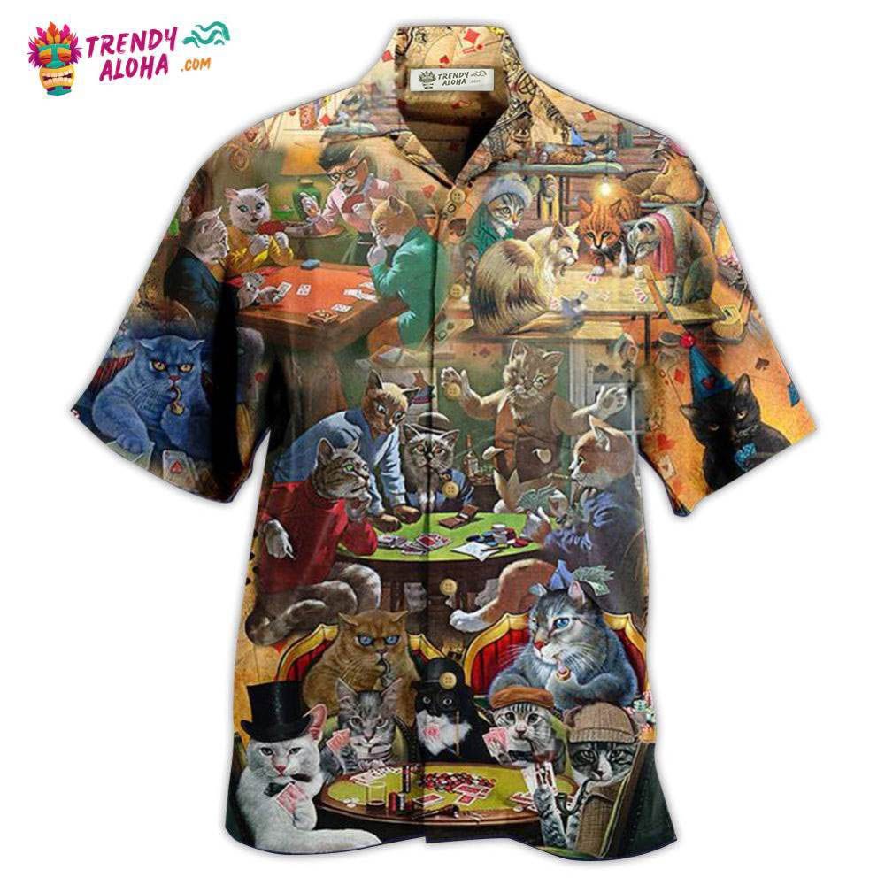 Cat Play Card Games Hawaiian Shirt – Trendy Aloha Cat Play Card Games Hawaiian Shirt – Trendy Aloha