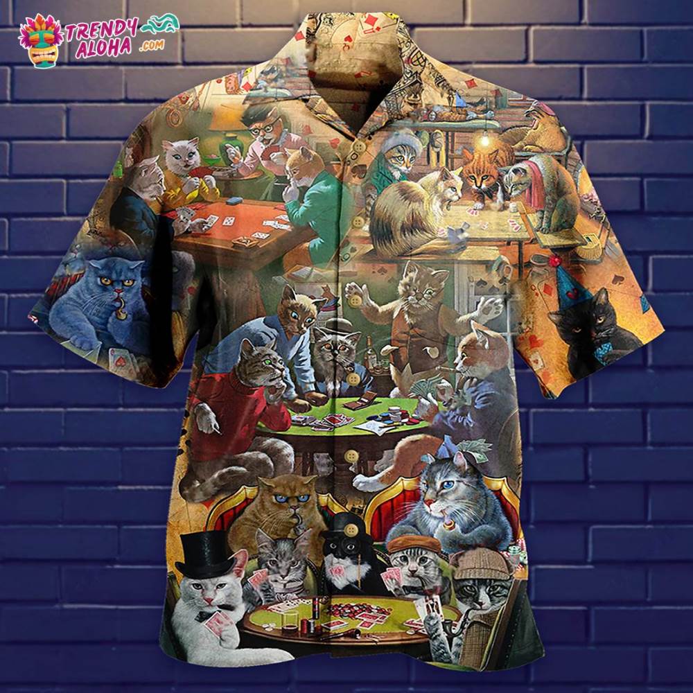 Cat Play Card Games Hawaiian Shirt – Trendy Aloha