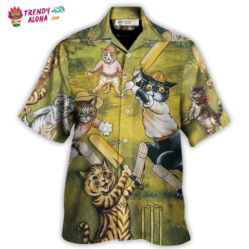 Cat Play Cricket Funny We Love Cricket Hawaiian Shirt – Trendy Aloha
