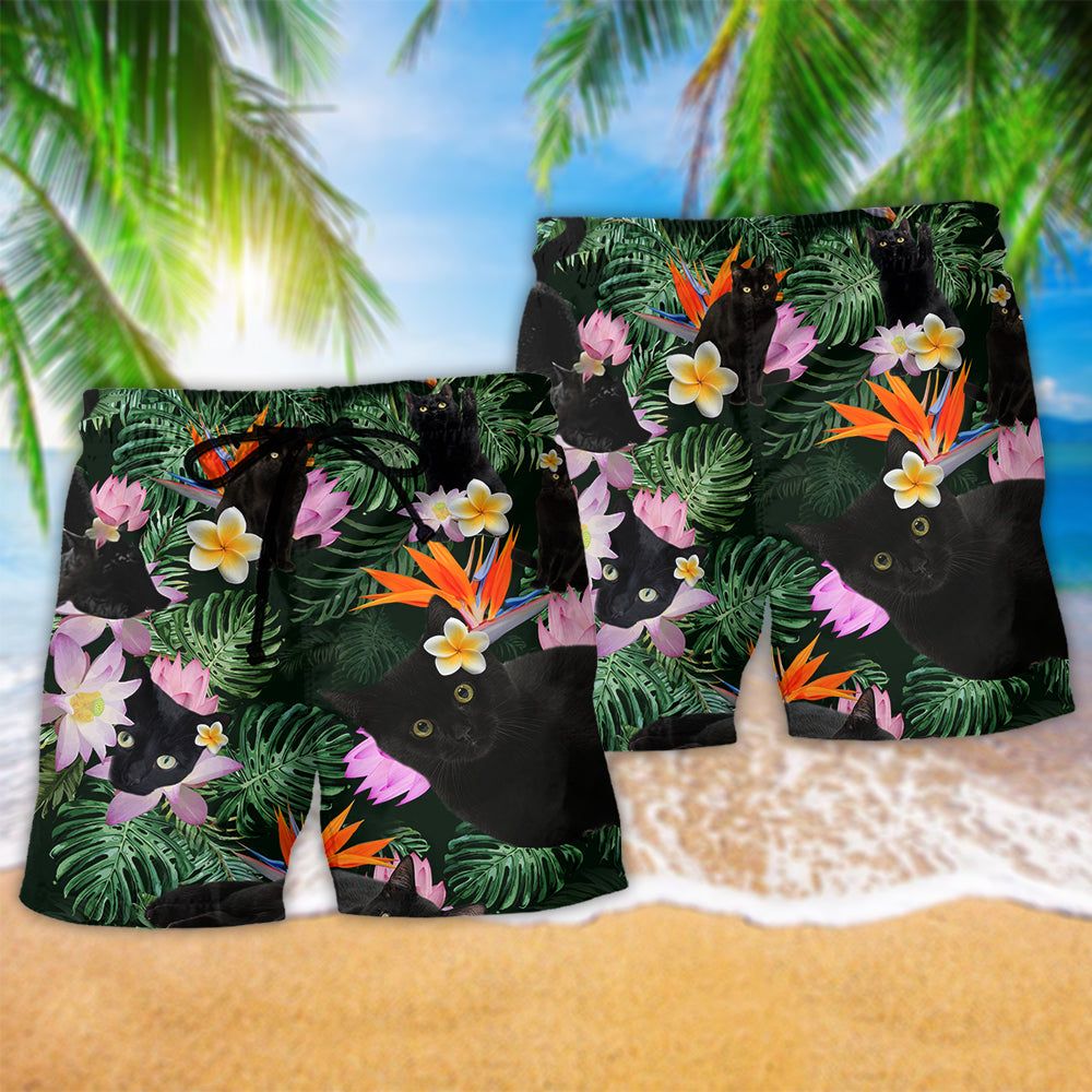 Cat Powered By Cat Hawaii Love Trendy Aloha Hawaiian Beach Shorts