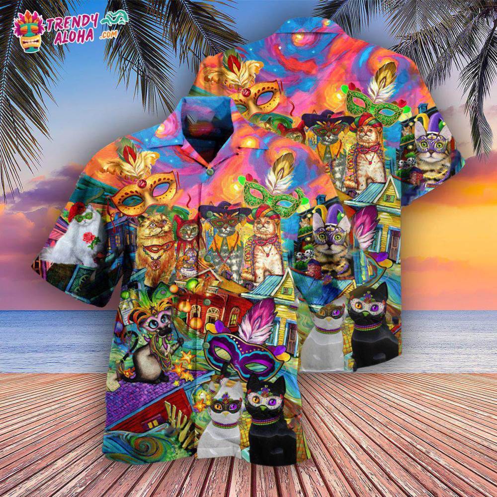 Cat Prom Lets Go Down Street Celebrate The Mardi Gras Festival Hawaiian Shirt – Trendy Aloha