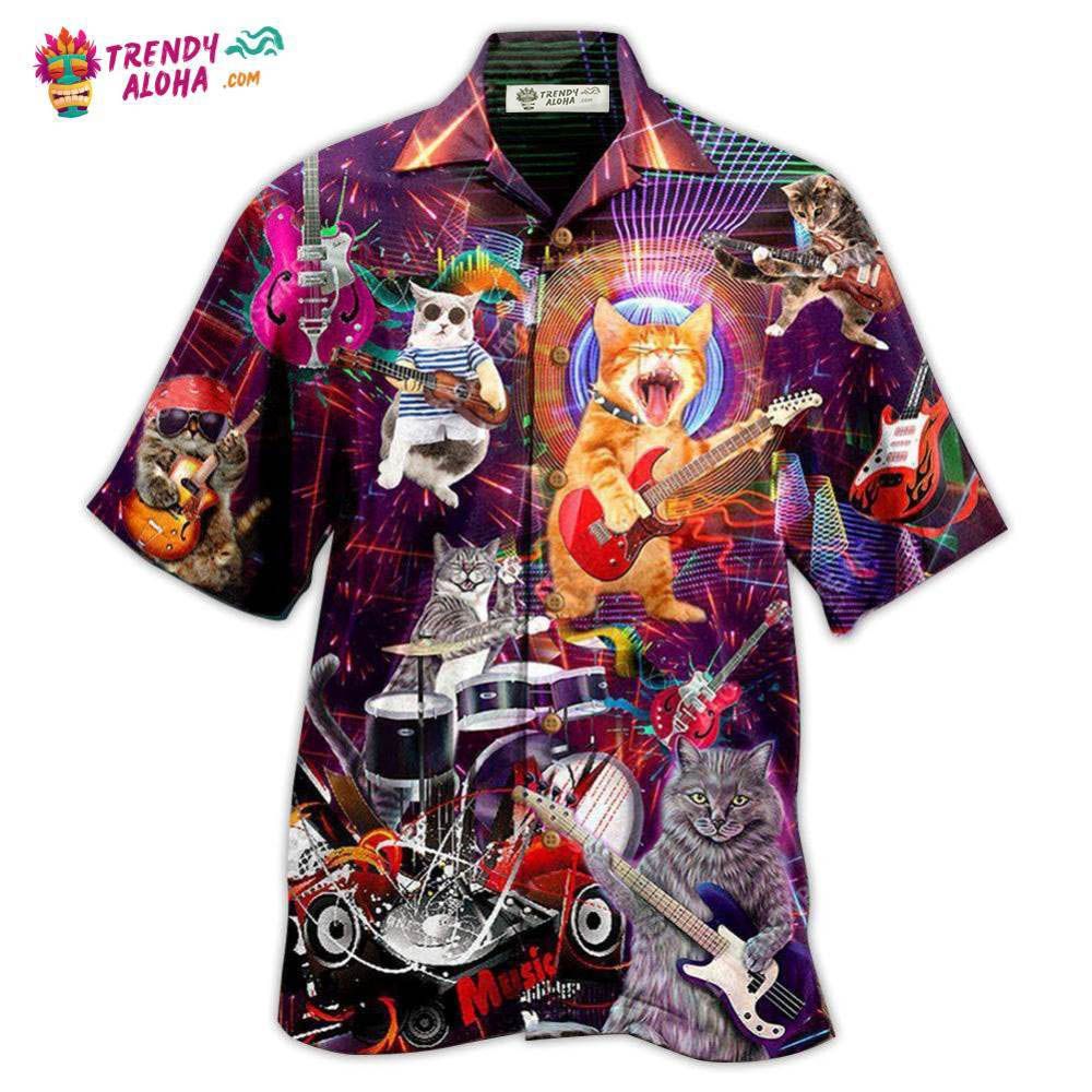 Cat Rocker Funny Style Hawaiian Shirt Trendy Aloha Trendy Aloha