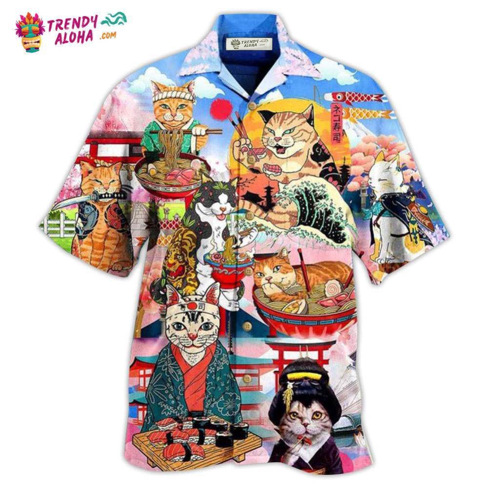 Cat Samurai With Ramen Lovely Hawaiian Shirt – Trendy Aloha Cat Samurai With Ramen Lovely Hawaiian Shirt – Trendy Aloha
