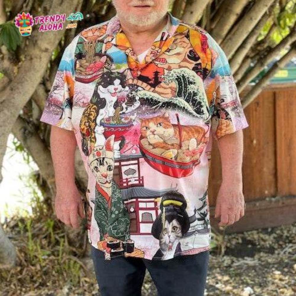 Cat Samurai With Ramen Lovely Hawaiian Shirt – Trendy Aloha