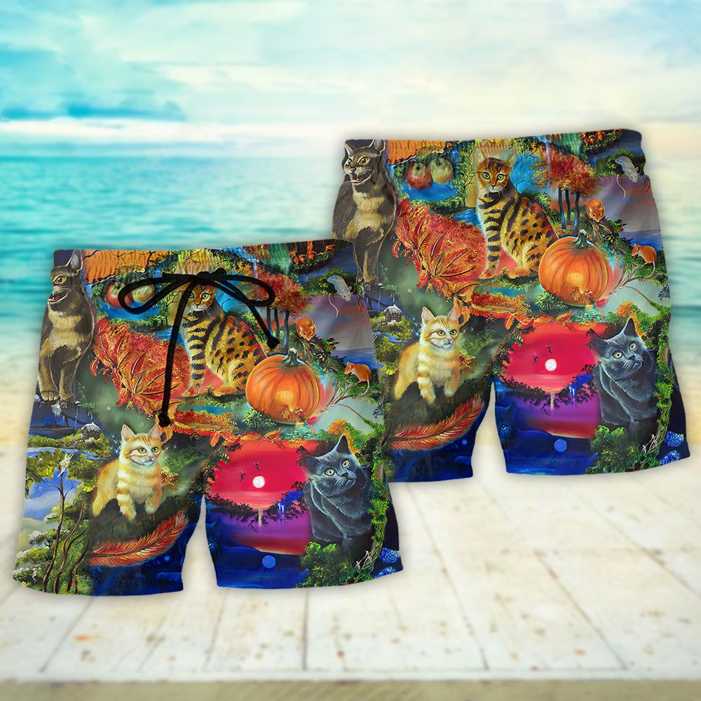 Cat Secret Another World Trendy Aloha Hawaiian Beach Shorts