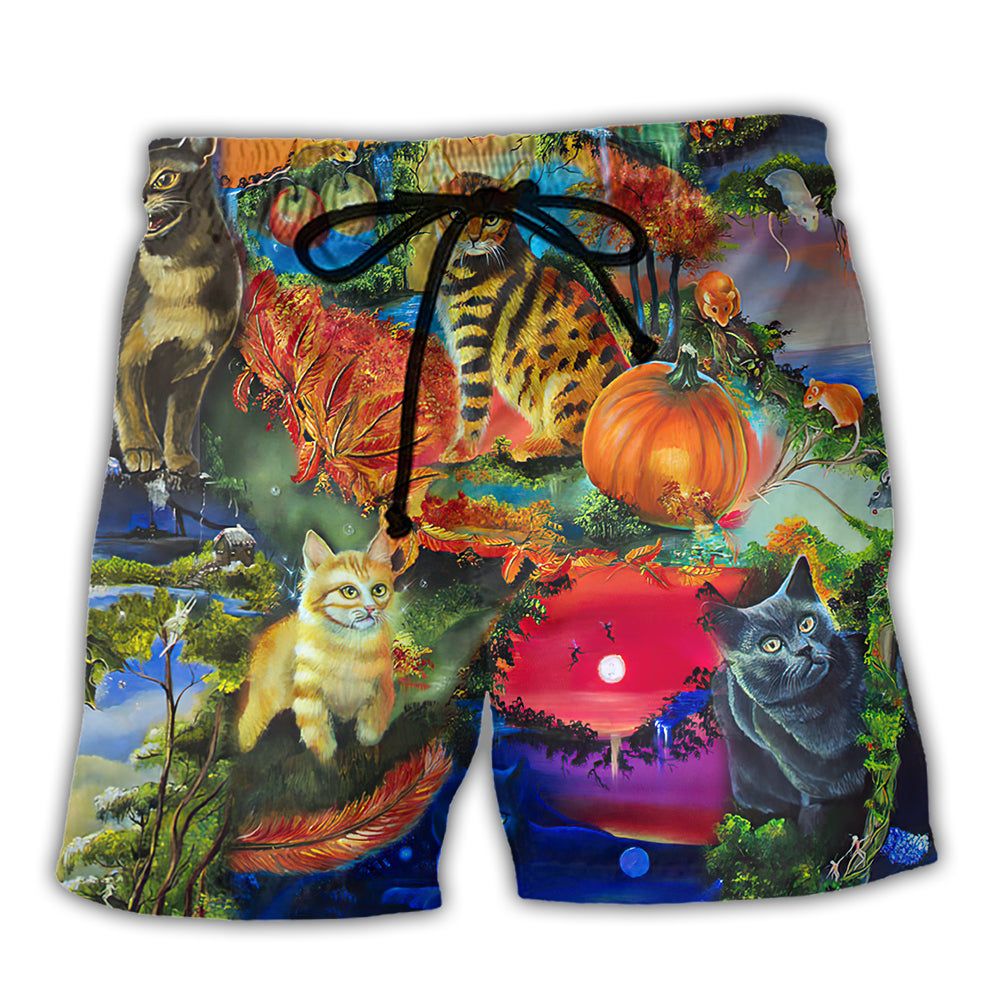 Cat Secret Another World Trendy Aloha Hawaiian Beach Shorts