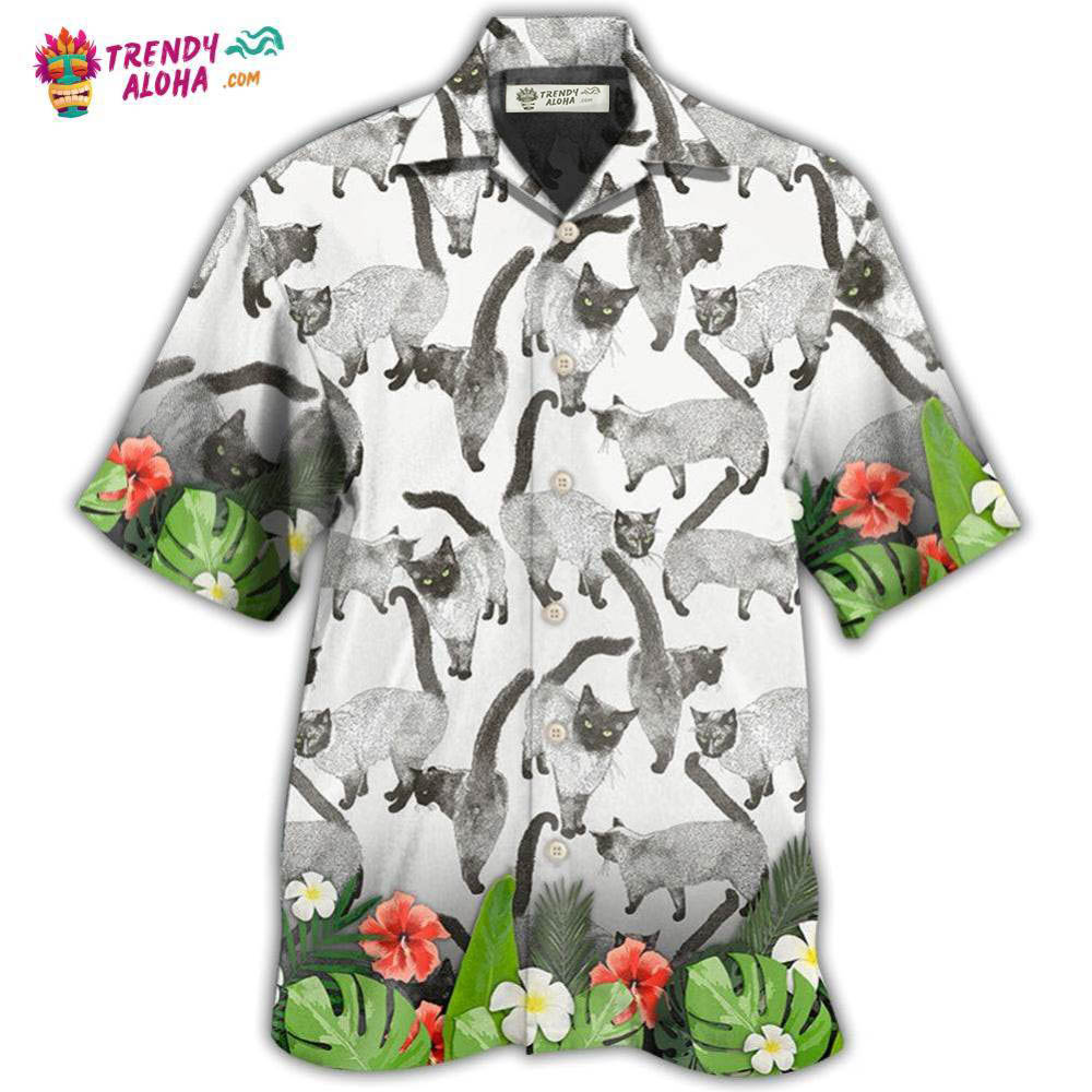 Cat Siamese Cat Lovely Tropical Style Hawaiian Shirt Trendy Aloha