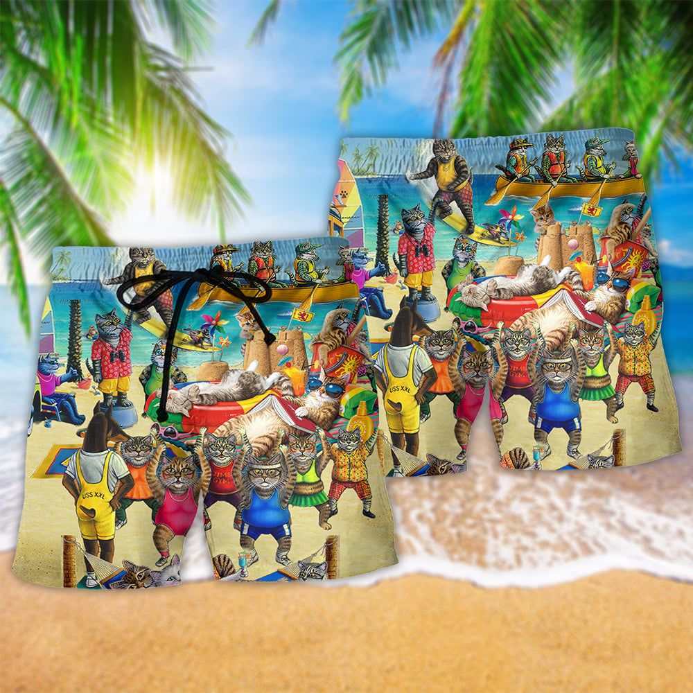 Cat Sky Above Sand Below Cats Within Trendy Aloha Hawaiian Beach Shorts