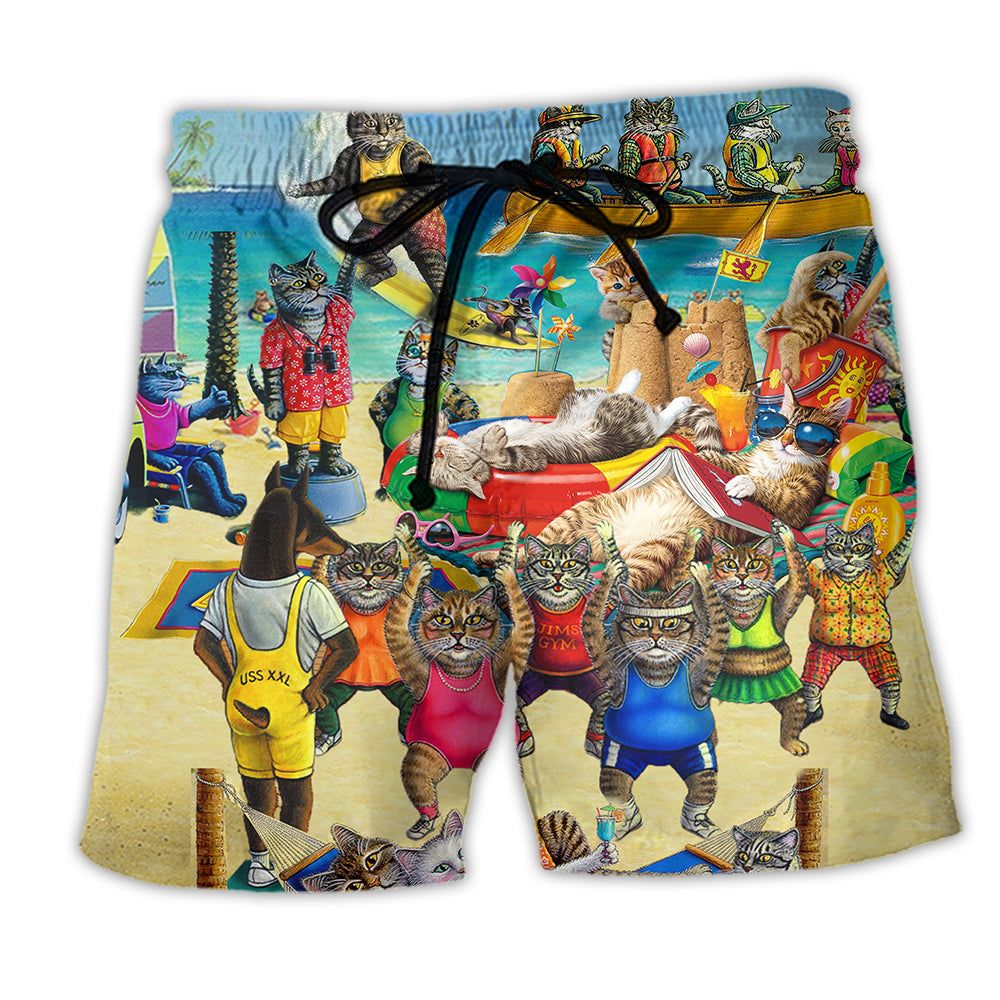 Cat Sky Above Sand Below Cats Within Trendy Aloha Hawaiian Beach Shorts