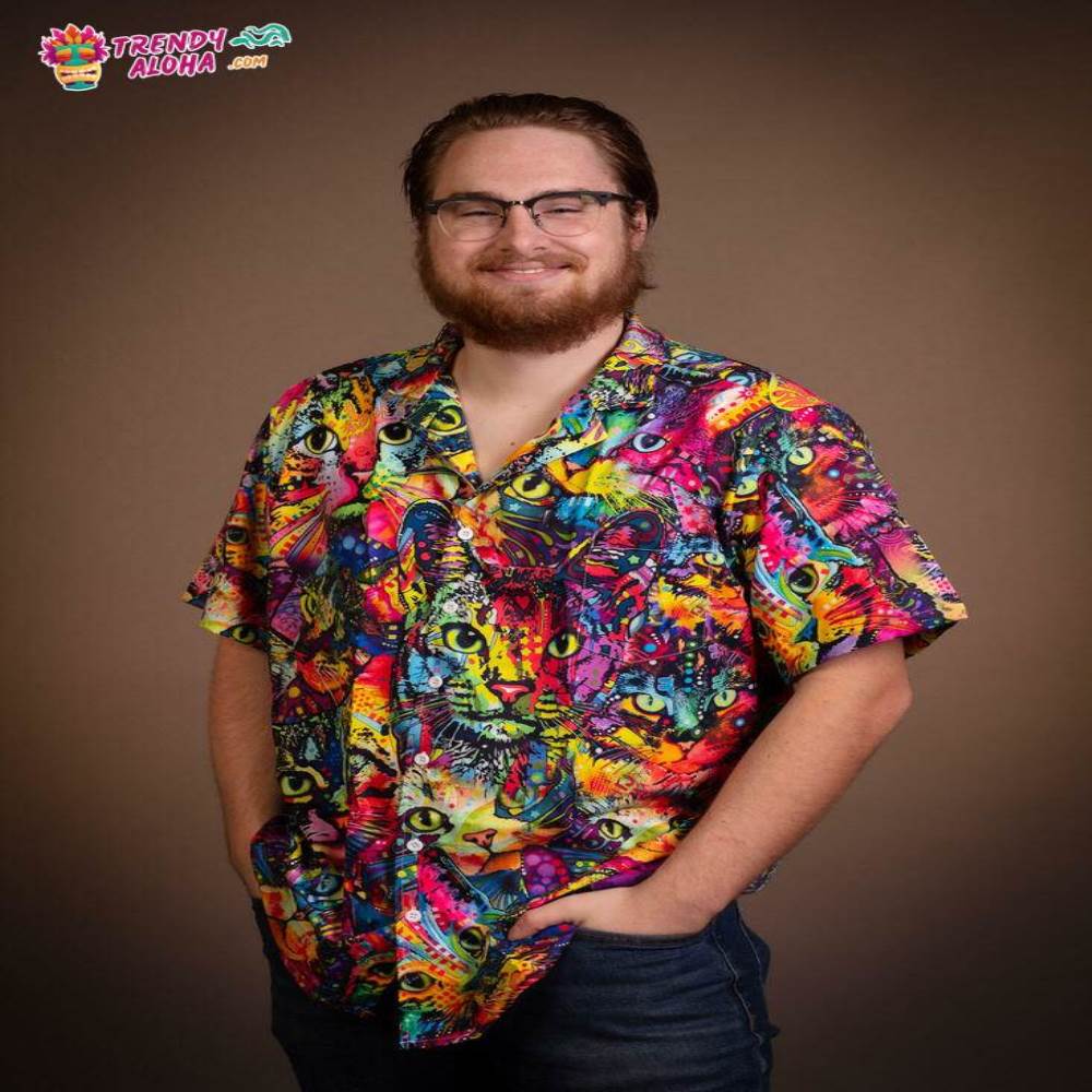 Cat Smile Colorfull Hawaiian Shirt – Trendy Aloha