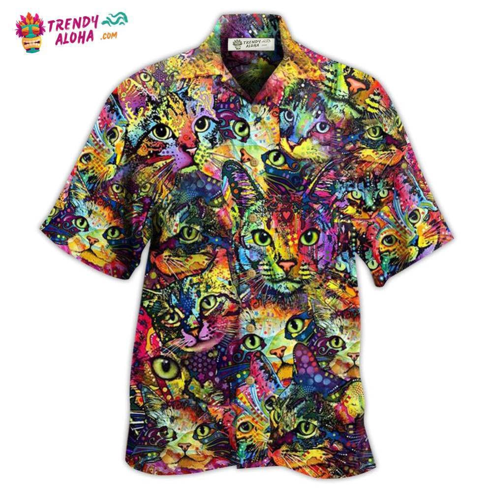 Cat Smile Colorfull Hawaiian Shirt – Trendy Aloha Cat Smile Colorfull Hawaiian Shirt – Trendy Aloha