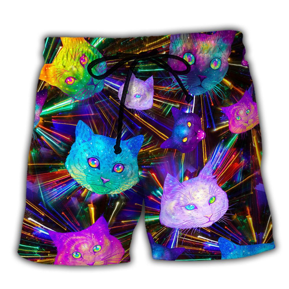 Cat Space Evolution Stunning Trendy Aloha Hawaiian Beach Shorts