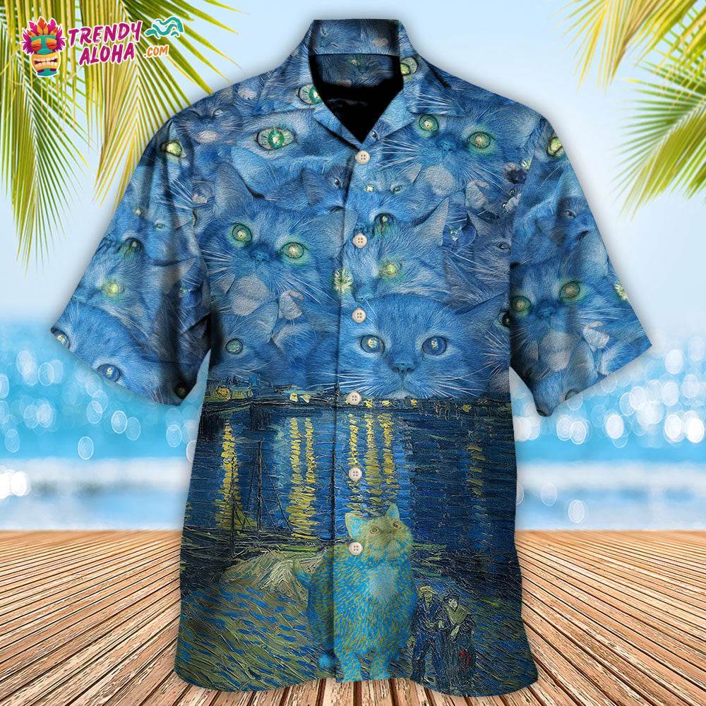 Cat Starry Night Art Hawaiian Shirt – Trendy Aloha