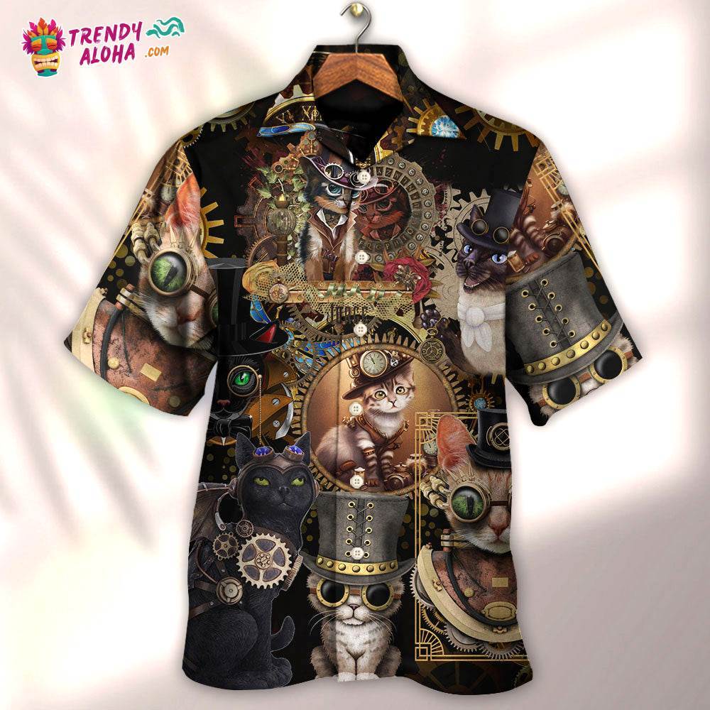 Cat Steampunk Art Keep Calm And Steampunk Hawaiian Shirt – Trendy Aloha