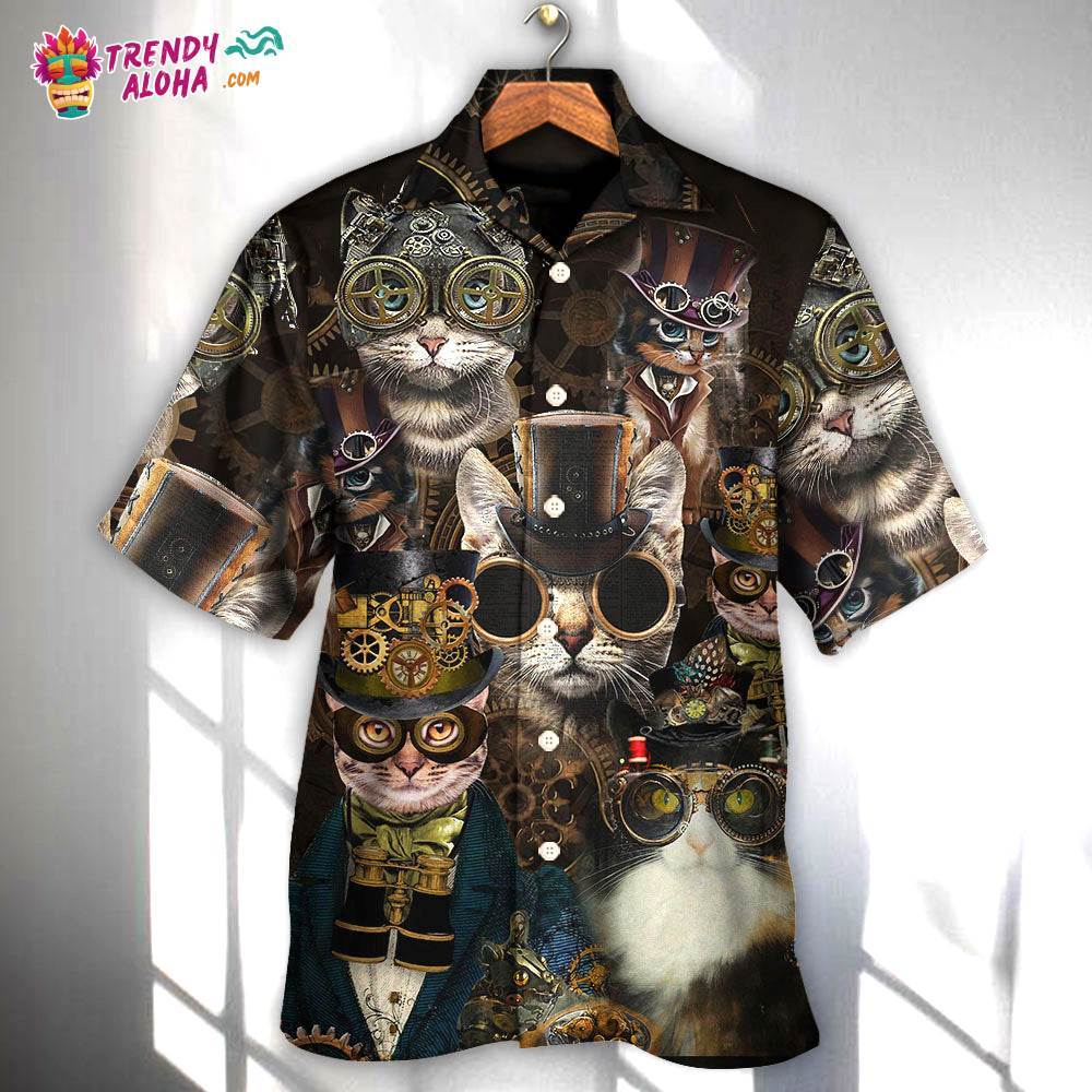Cat Steampunk Art Machines Lover Hawaiian Shirt – Trendy Aloha