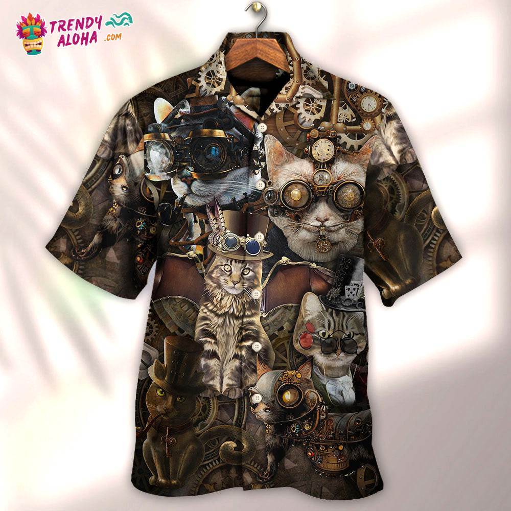 Cat Steampunk We’Re All Mad Here Hawaiian Shirt – Trendy Aloha
