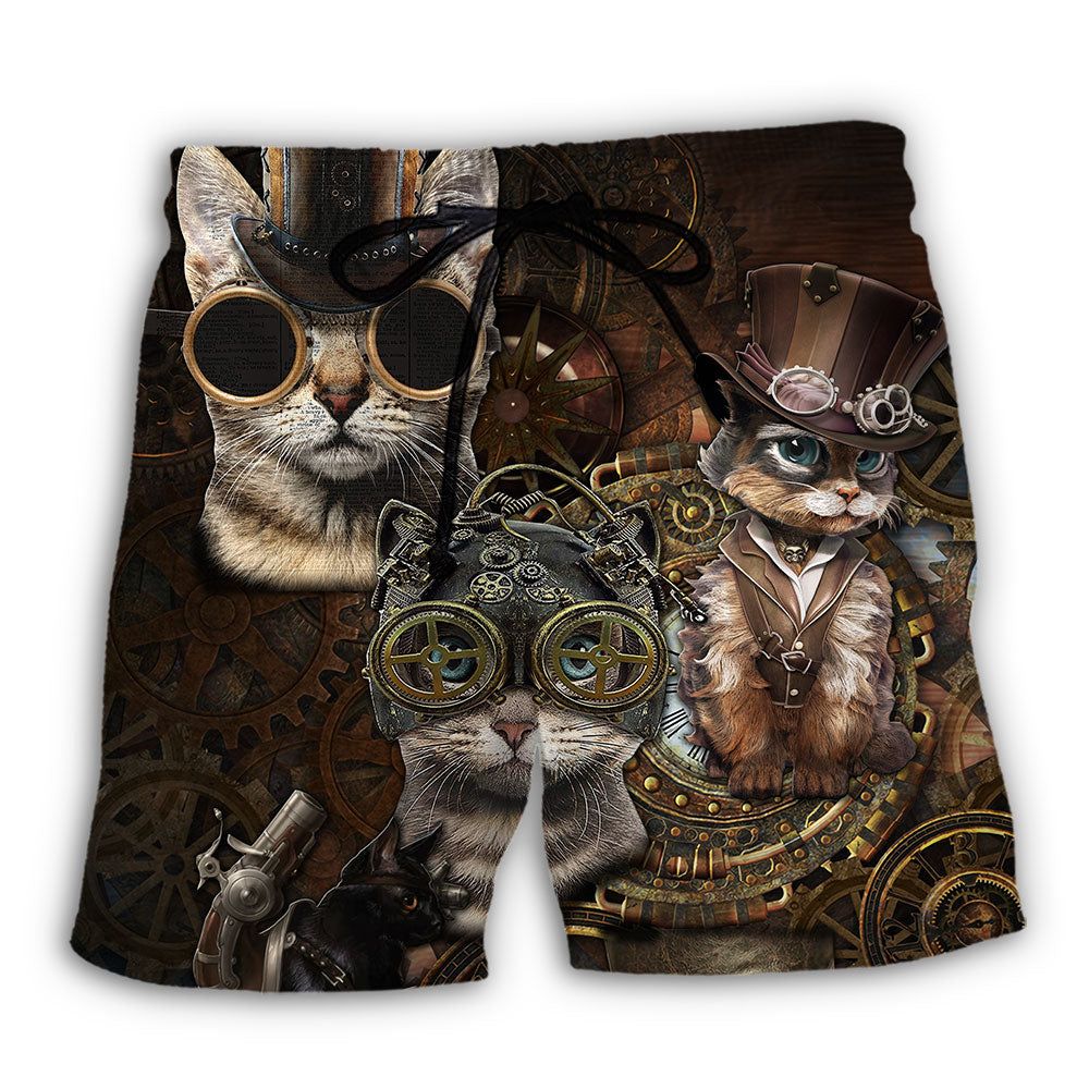Cat Streampunk Cats So Cool Trendy Aloha Hawaiian Beach Shorts