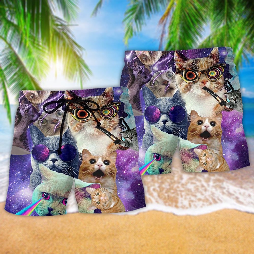 Cat The Battle Flying Cat Rebellion Trendy Aloha Hawaiian Beach Shorts