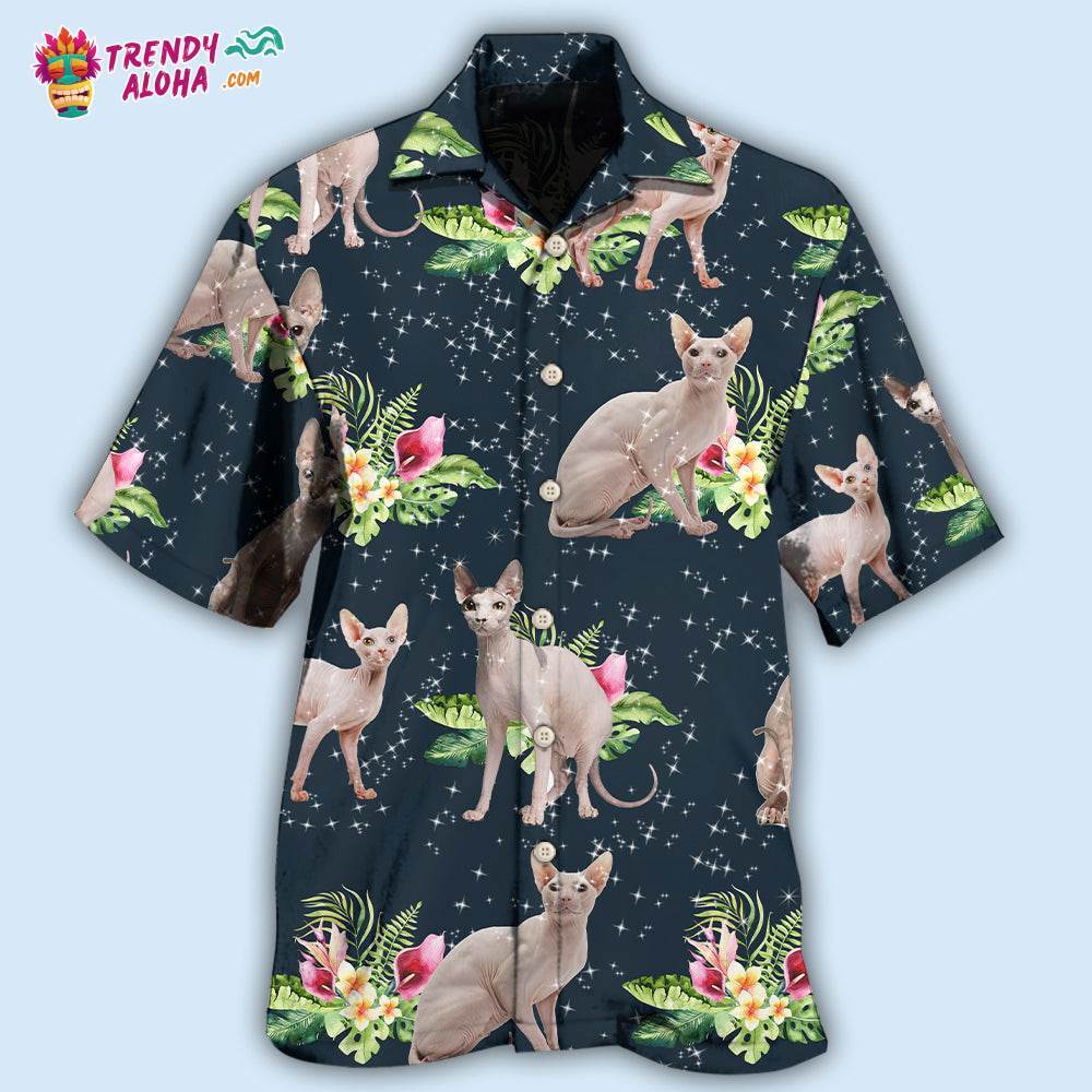 Cat Tropical Floral Sphynx Cat Hawaiian Shirt – Trendy Aloha