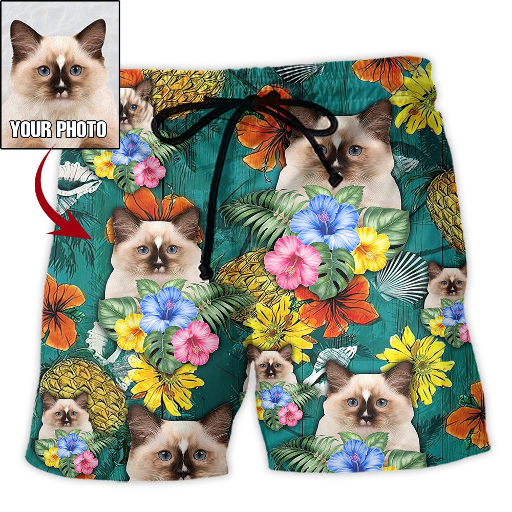 Cat Tropical Various Style Custom Photo Trendy Aloha Hawaiian Beach Shorts Cat Tropical Various Style Custom Photo Trendy Aloha Hawaiian Beach Shorts