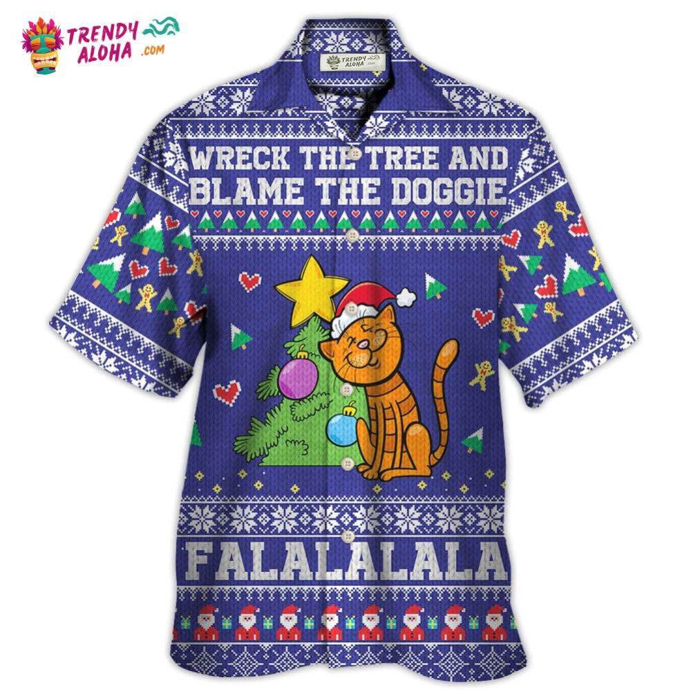 Cat Wreck The Tree And Blame The Doggie Christmas Hawaiian Shirt – Trendy Aloha Cat Wreck The Tree And Blame The Doggie Christmas Hawaiian Shirt – Trendy Aloha