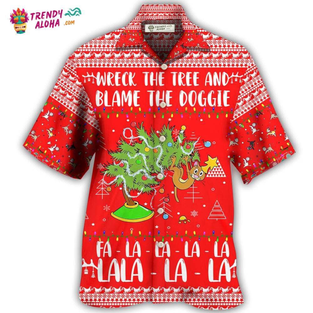 Cat Wreck The Tree Christmas Red Style Hawaiian Shirt – Trendy Aloha