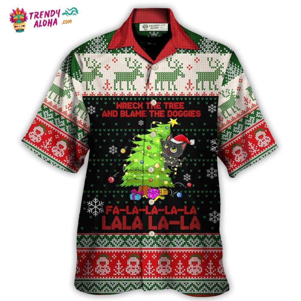 Cat Wreck The Tree Christmas Tree Light Funny Ugly Style Hawaiian Shirt – Trendy Aloha Cat Wreck The Tree Christmas Tree Light Funny Ugly Style Hawaiian Shirt – Trendy Aloha