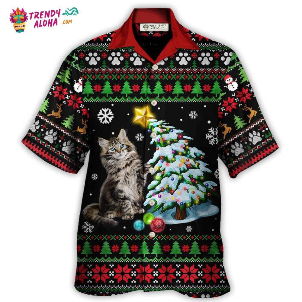 Cat Wreck The Tree Light Funny Ugly Style Christmas Hawaiian Shirt – Trendy Aloha Cat Wreck The Tree Light Funny Ugly Style Christmas Hawaiian Shirt – Trendy Aloha