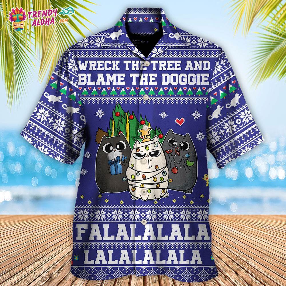 Cat Wreck The Tree Meowy Christmas Style Hawaiian Shirt – Trendy Aloha