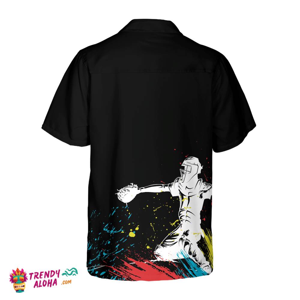 Catcher Silhouette Baseball Hawaiian Shirt