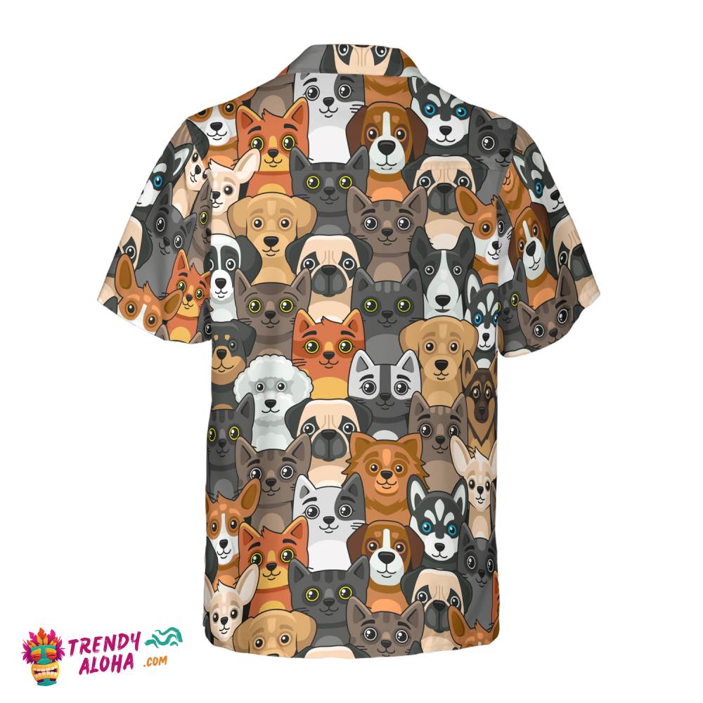 Cats And Dogs Seamless Pattern Hawaiian Shirt