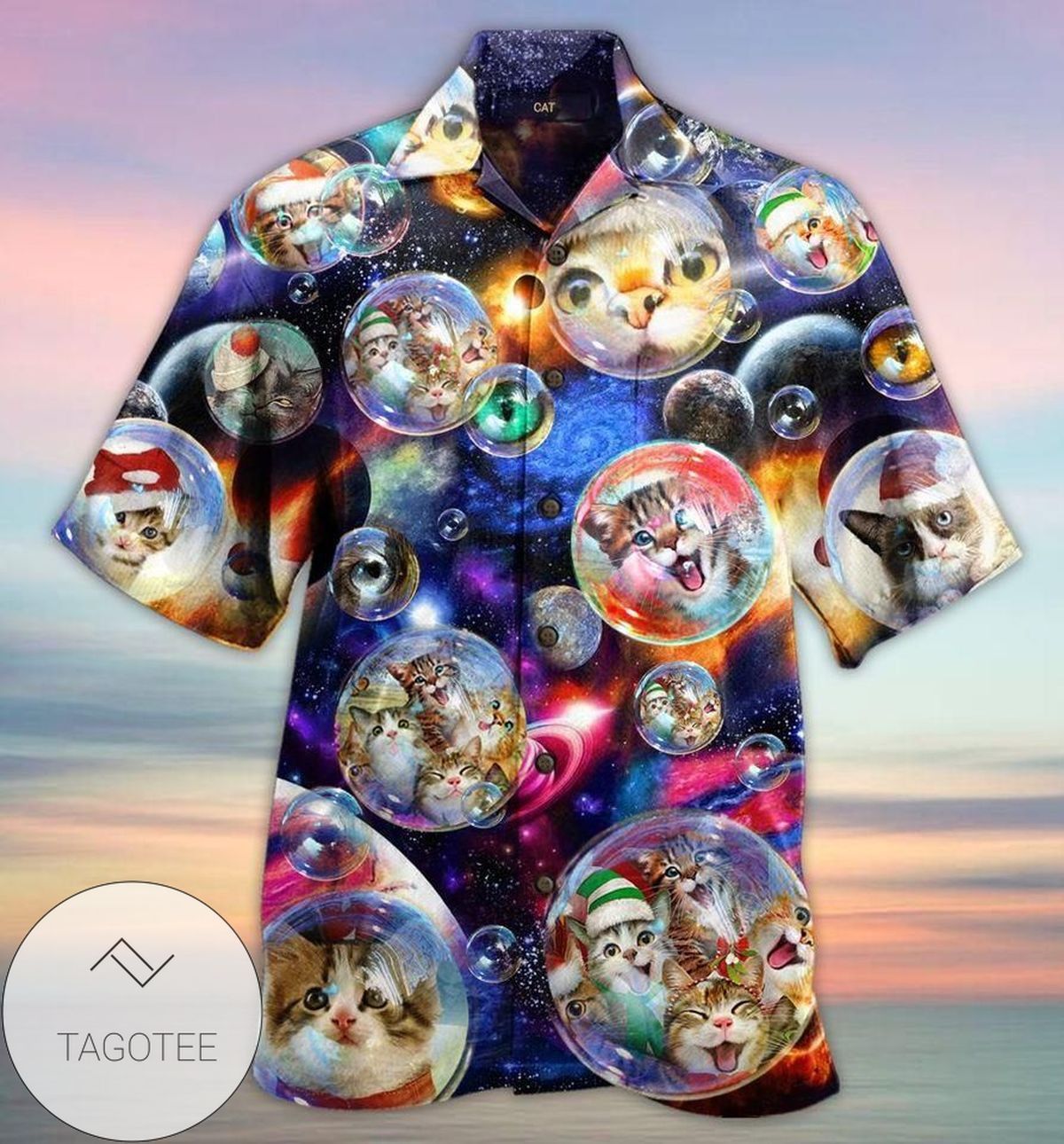 Cats Bubble in Galactic Beauty on Hawaiian Shirt Scene