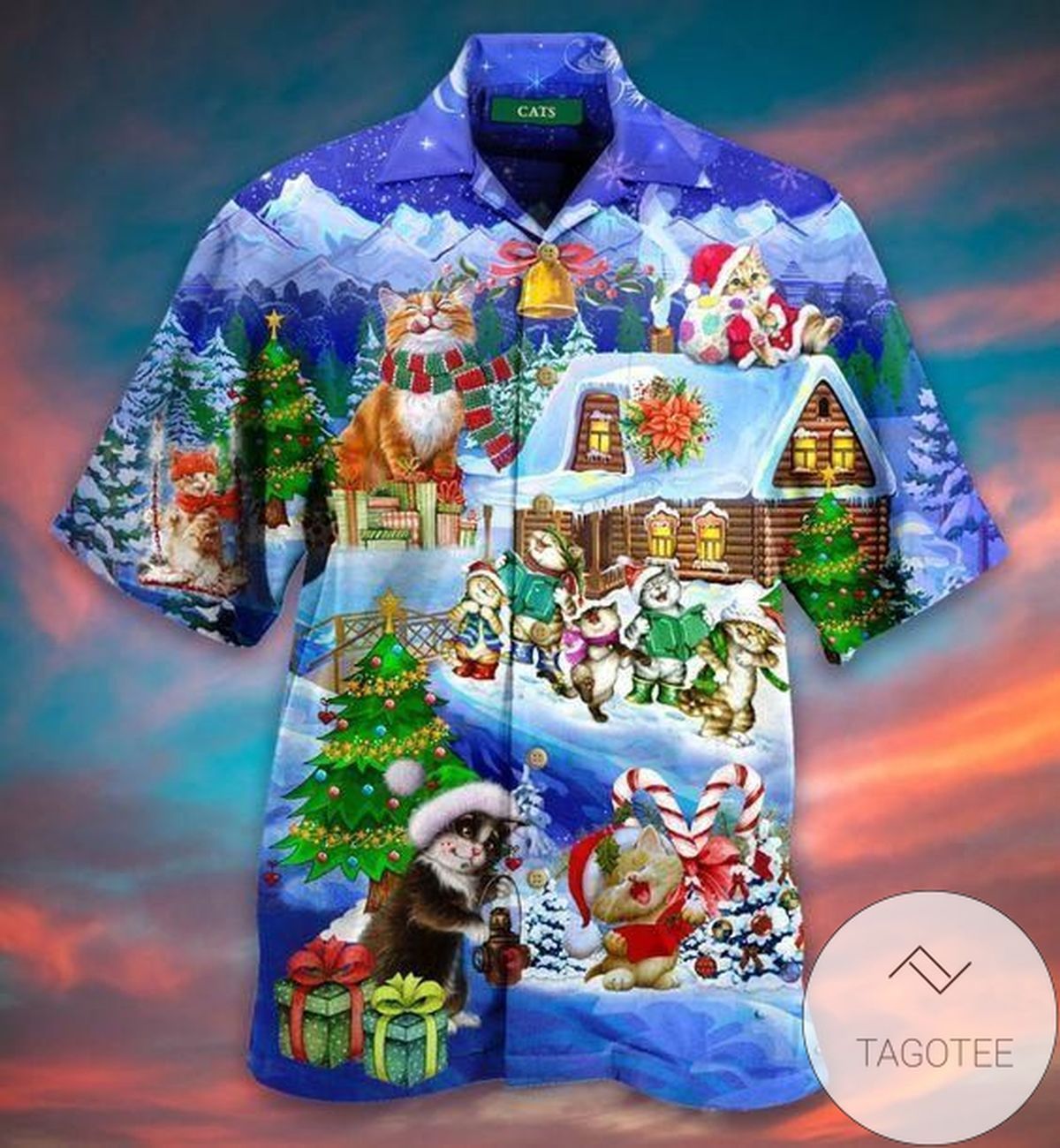 Cats Celebrating Christmas Joyfully on This Hawaiian Shirt