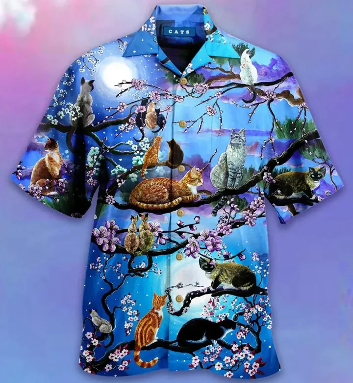 Cats Live Life In Full Bloom Trendy Hawaiian Shirt