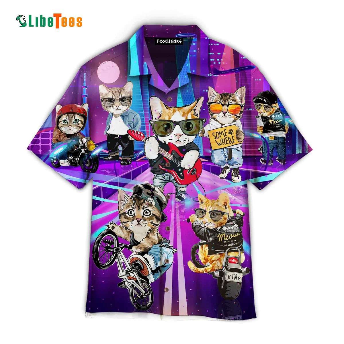 Cats On Street City, Cat Trendy Hawaiian Shirt Perfect Gifts For Your Loved Ones