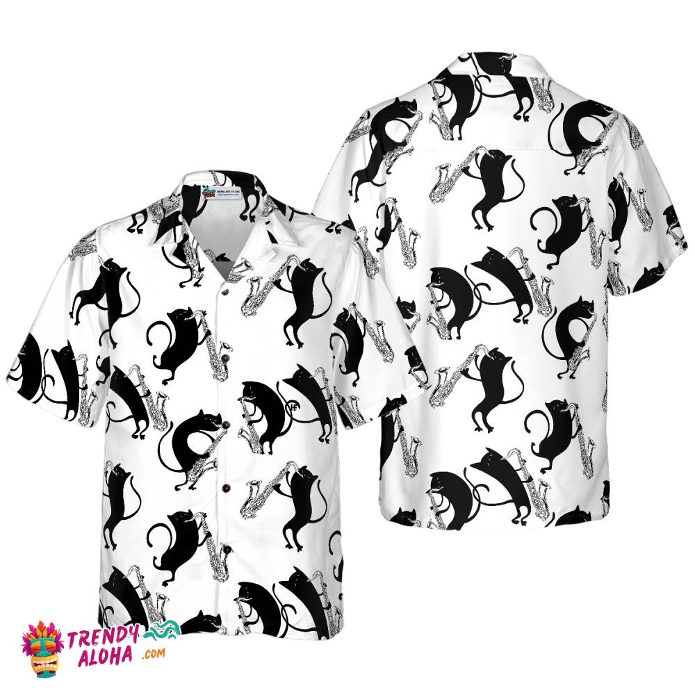 Cats Play Saxophone Hawaiian Shirt