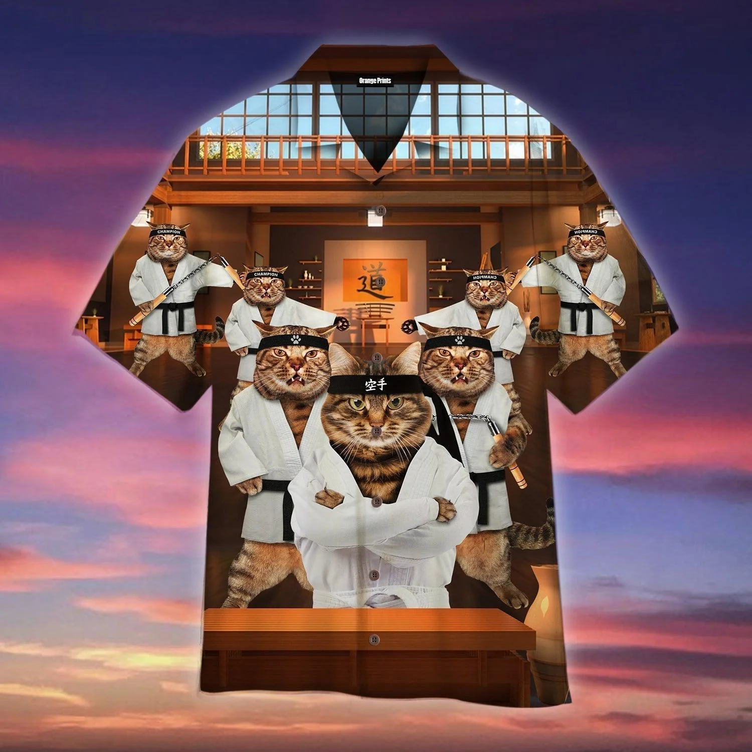 Cats Practicing Karate on this Hawaiian Shirt