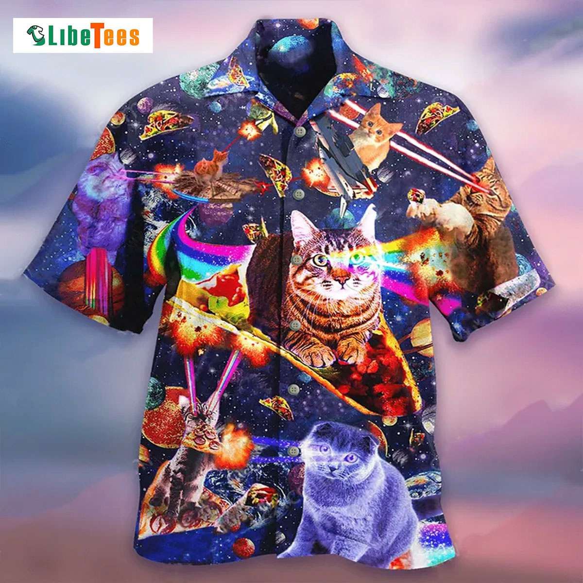 Cats Ride Food In Space, Cat Trendy Hawaiian Shirt Perfect Gifts For Your Loved Ones