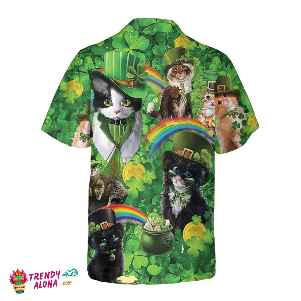 Cats Saint Patrick’s Day Hawaiian Shirt, St. Patricks Day Shirt, Cool St Patrick’s Day Gift