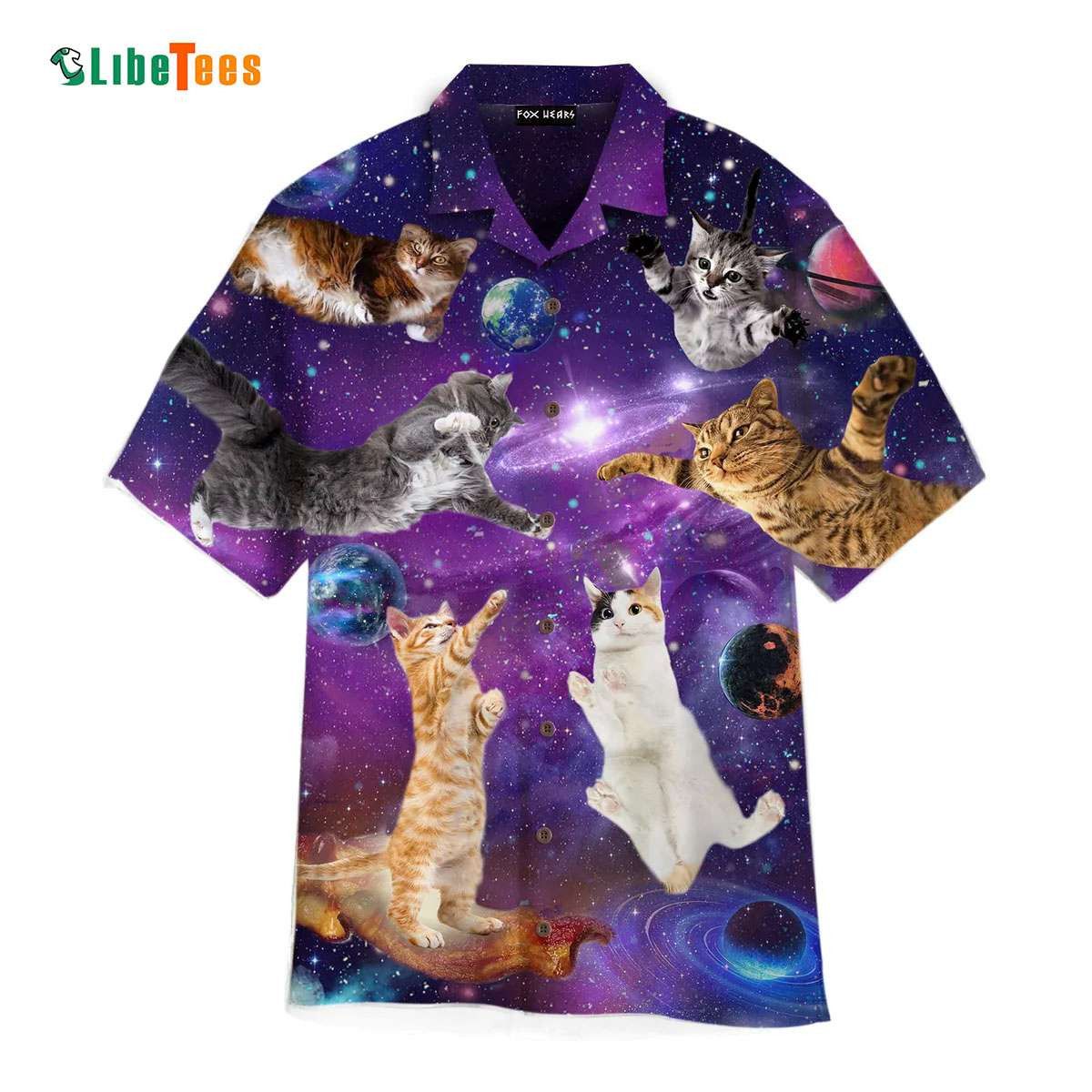Cat’s Silhouette in a Shining Galaxy Hawaiian Shirt