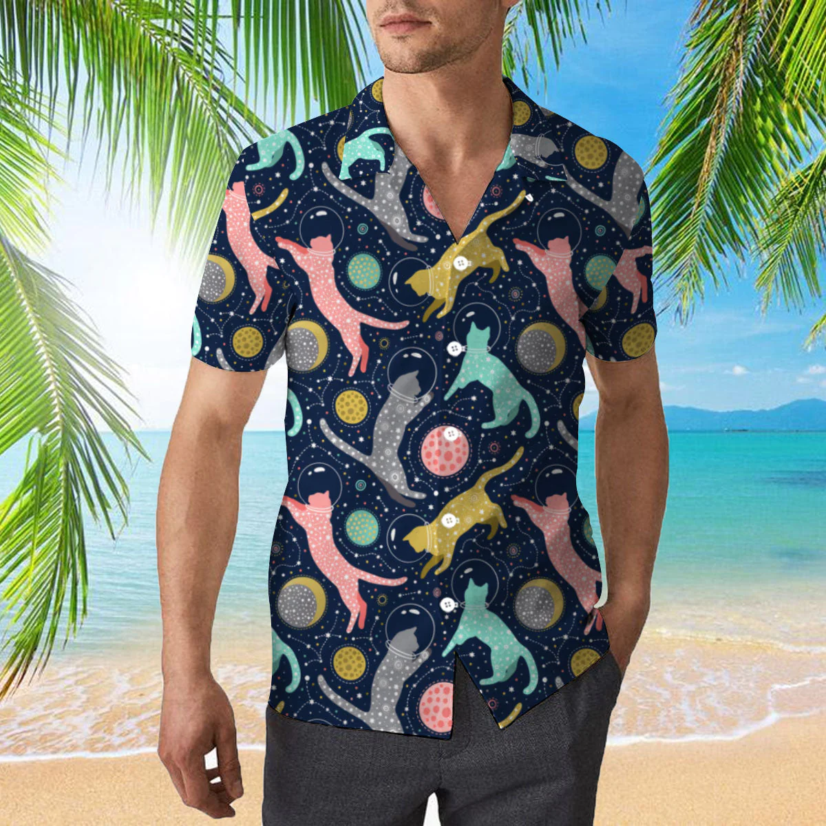 Cats Space Cosmic Trendy Hawaiian Shirt