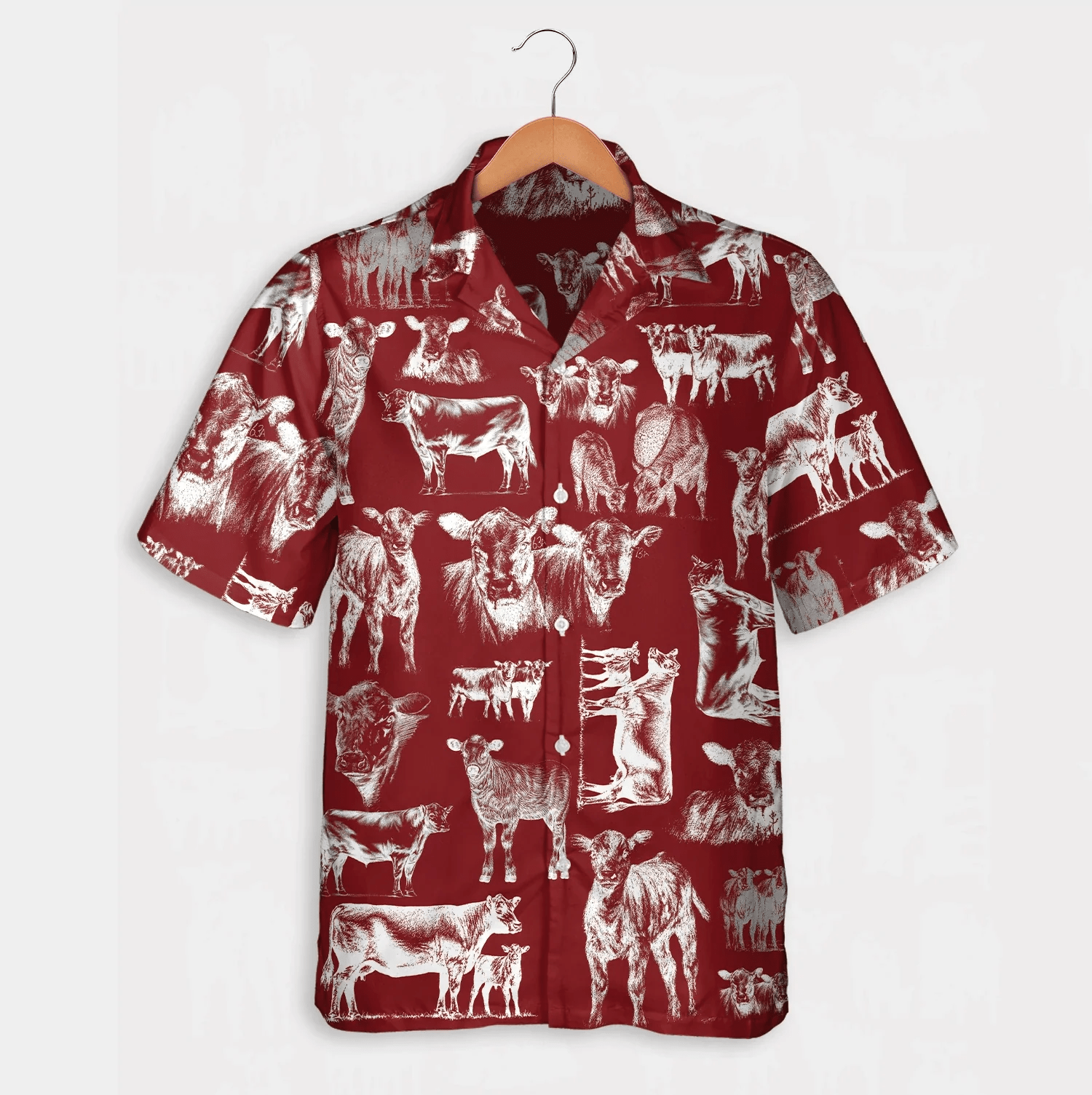 Cattle Pattern Blue, Red, Green Trendy Hawaiian Shirt, Summer Gift, Short Sleeve Aloha Beach Shirt