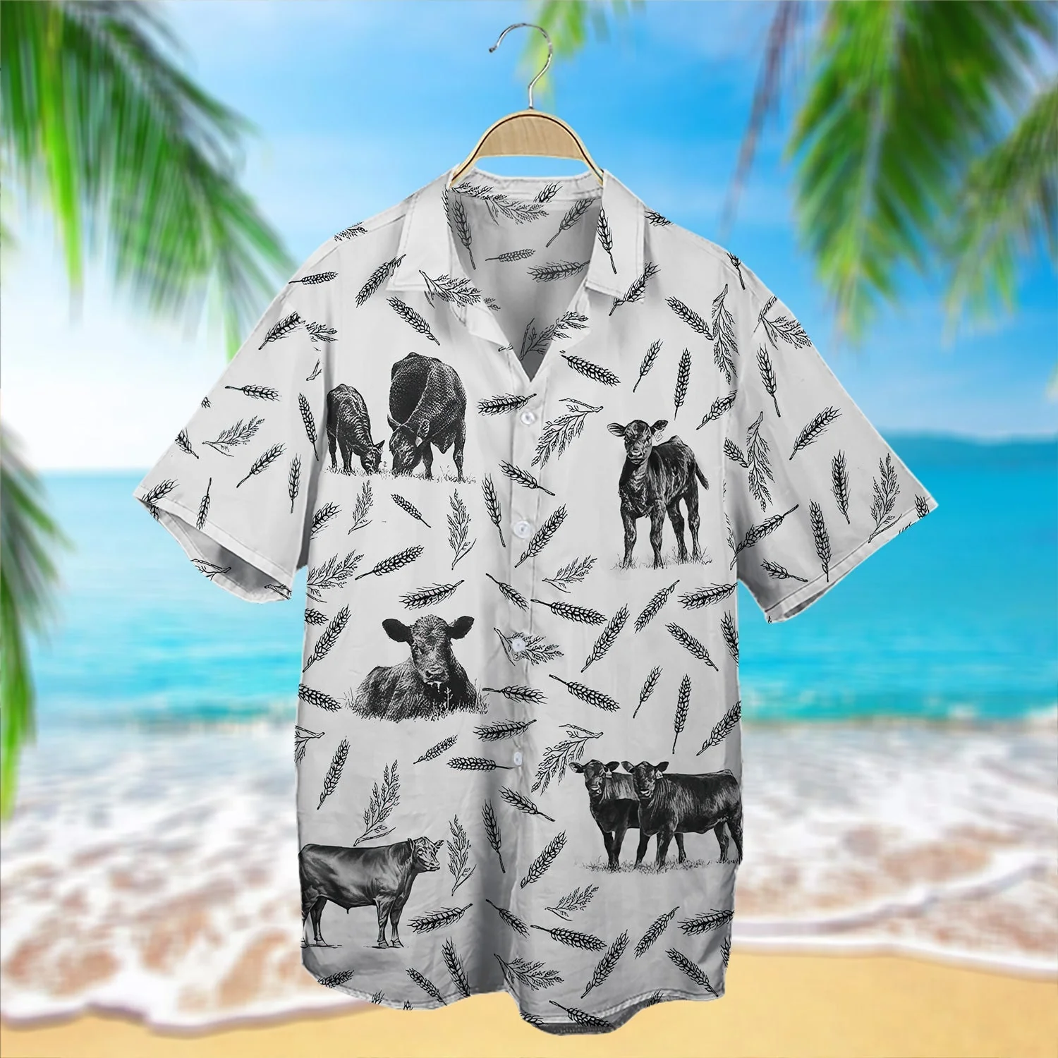 Cattle Pattern Trendy Hawaiian Shirt, Cow Trendy Hawaiian Shirt For Summer Gifts