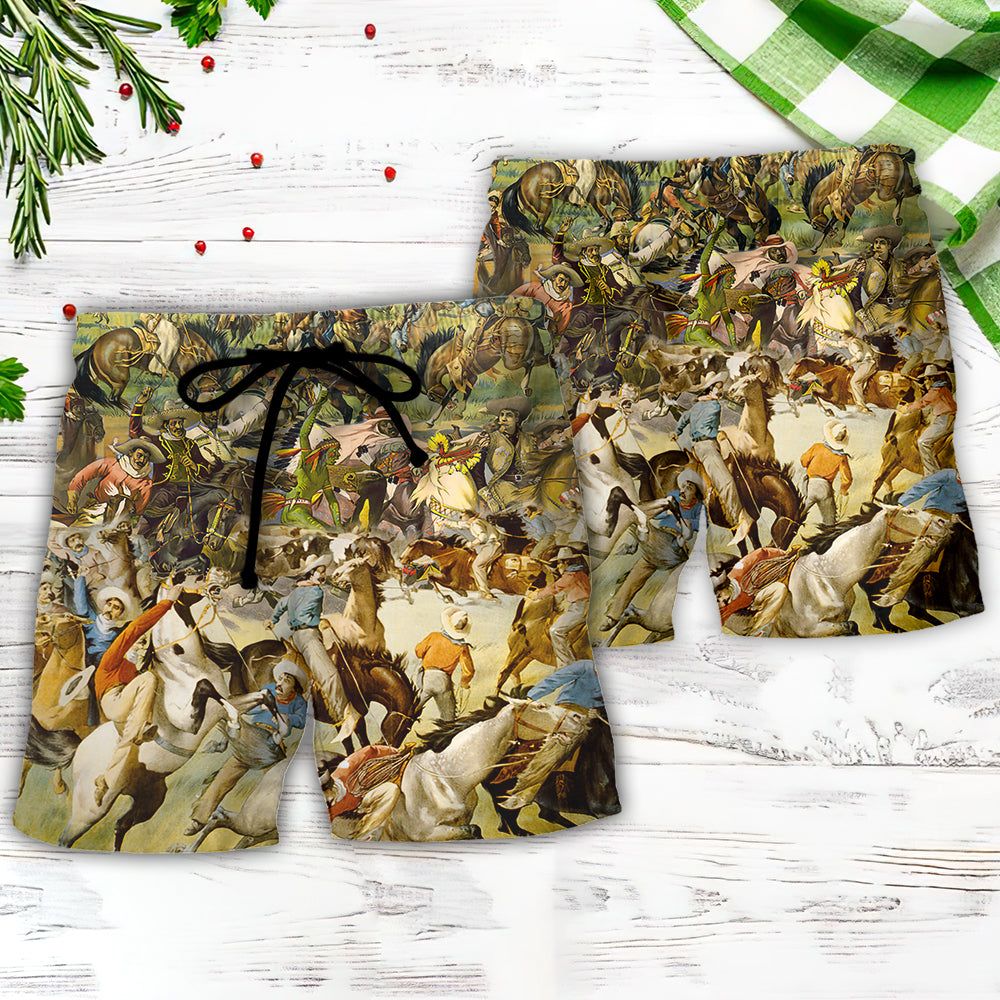 Cattle Show Buffalo Bill’s Wild West Rough Riders Cossacks Trendy Aloha Hawaiian Beach Shorts