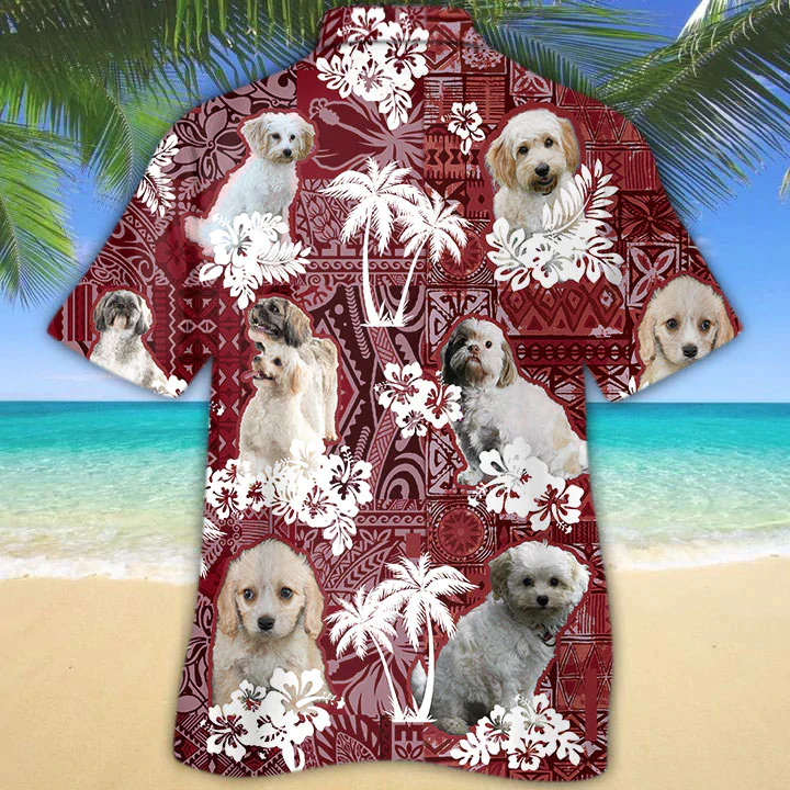 Cavachon Red Trendy Hawaiian Shirt, Gift For Dog Lover Shirts, Animal Summer Shirts, Trendy Hawaiian Shirt Men