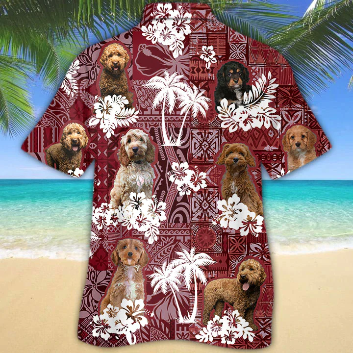 Cavapoo Red Trendy Hawaiian Shirt, Gift For Dog Lover Shirts, Animal Summer Shirts, Trendy Hawaiian Shirt Men