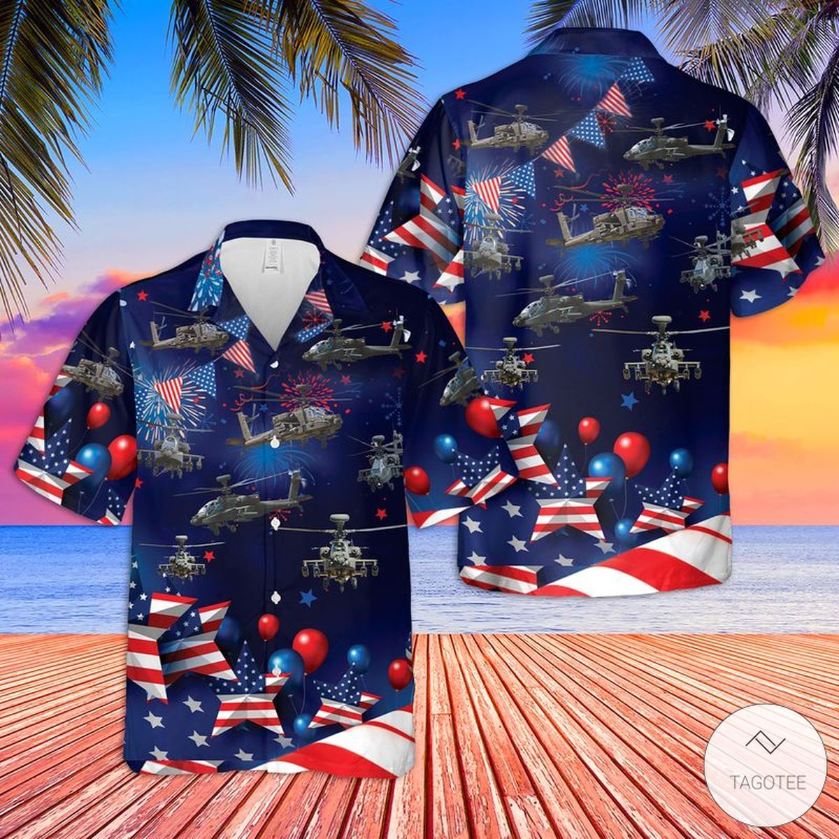Celebrate 4tof July US Army Boeing Apache Hawaiian Shirt Edition