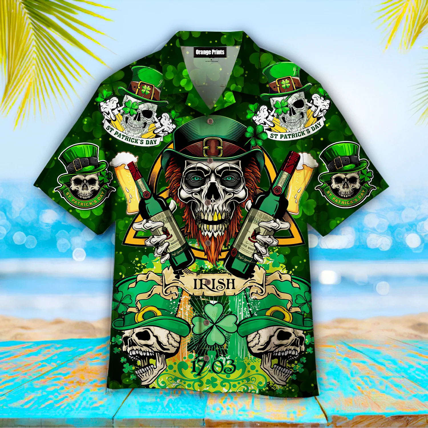 T-shirt St. Patrick's Day Old Glory - Empreinte Digitale, Taille Regular, Neuf étiqueté