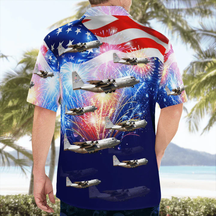 Celebrate with Lockheed C130H Hercules Independence Day Hawaiian Shirt