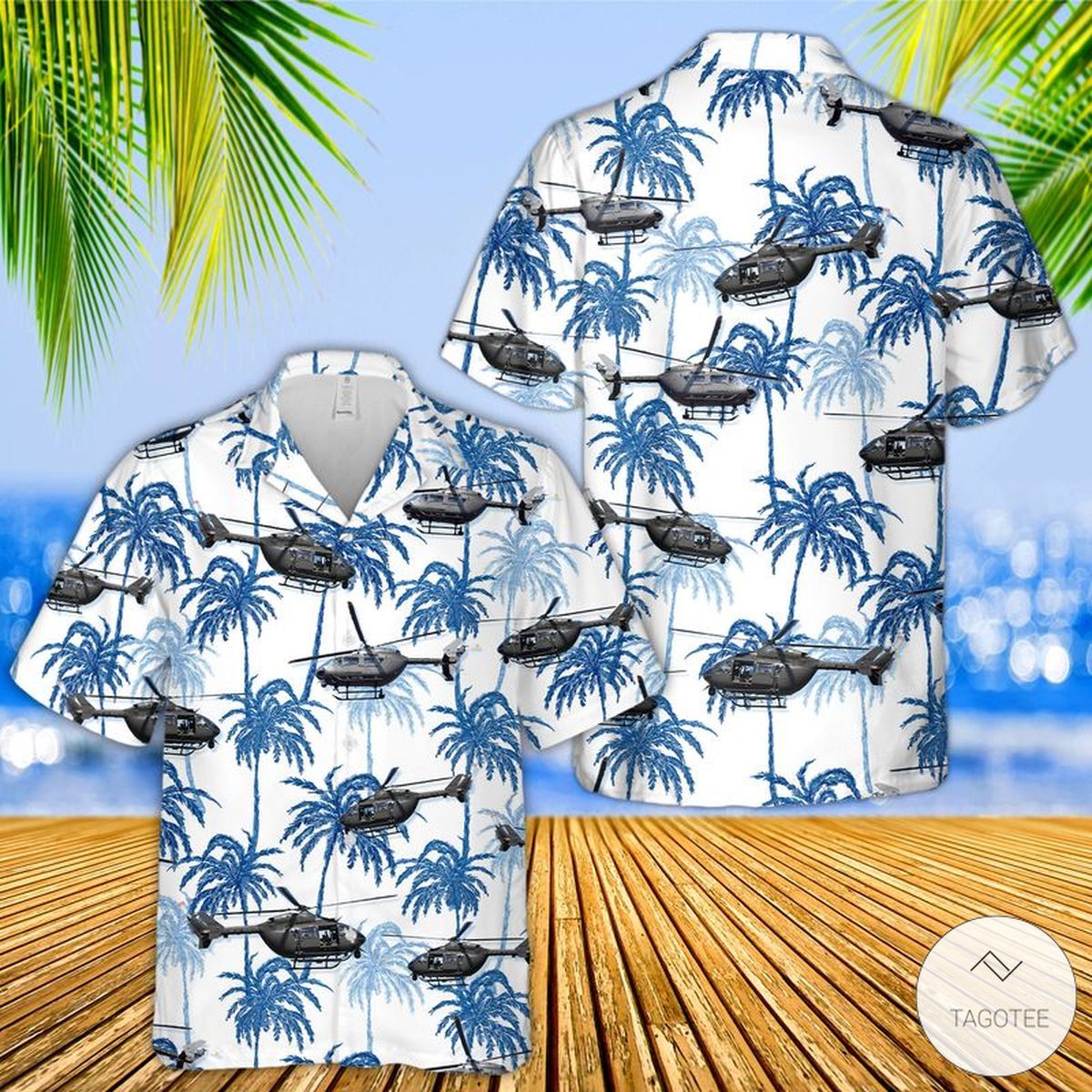 Celebrating US Army Eurocopter Themed Vibrant Hawaiian Shirt Collection